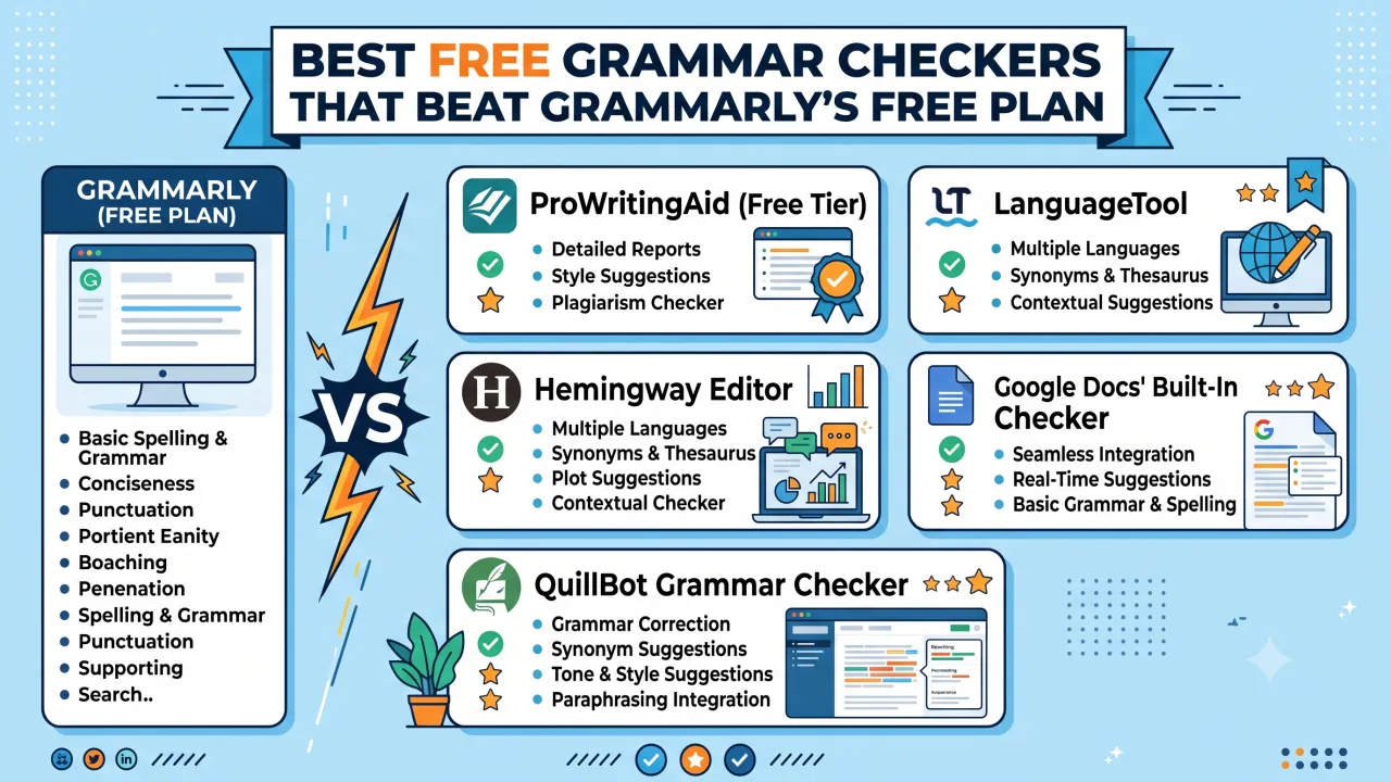 Best Free Grammar Checkers That Beat Grammarly's Free Plan