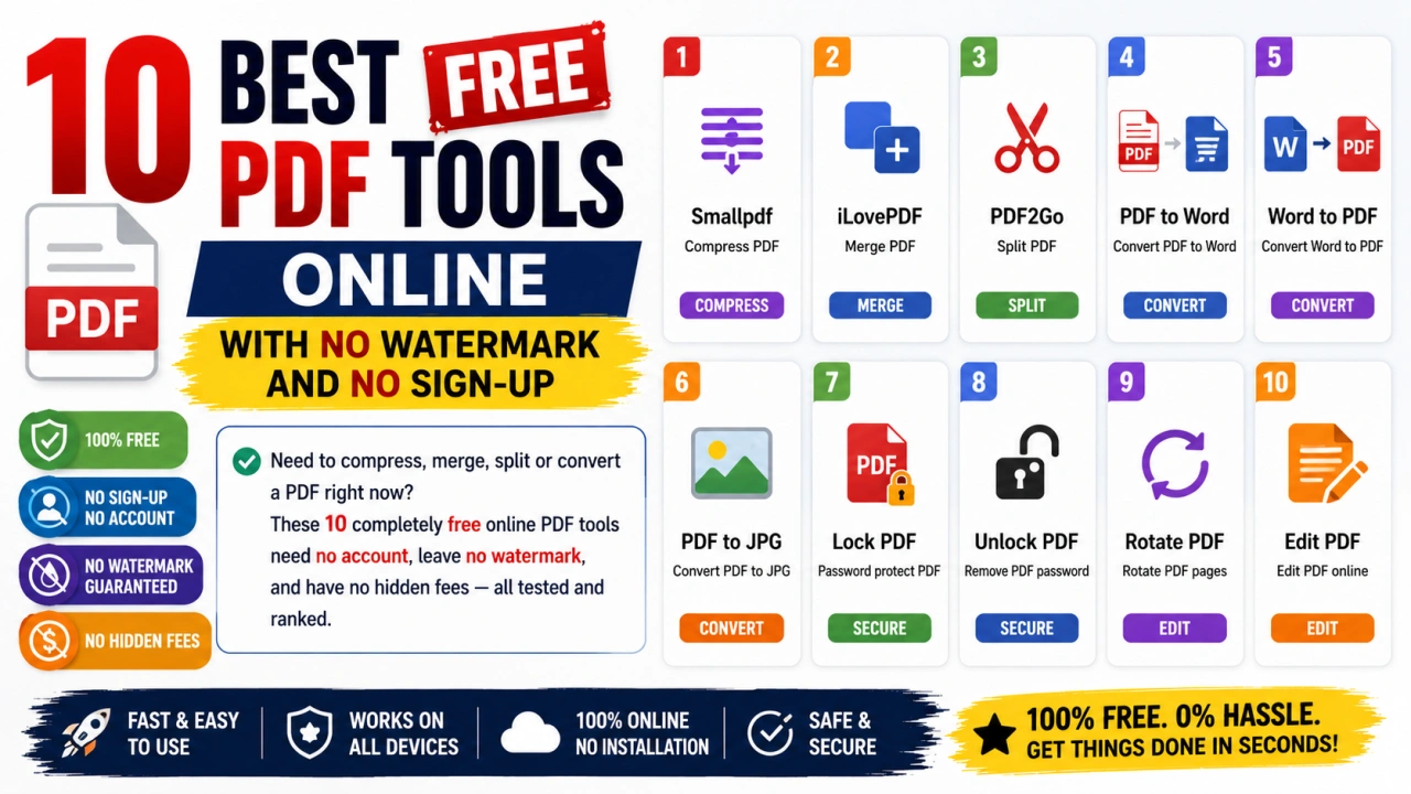 10 Best Free PDF Tools Online With No Watermark and No Sign-Up