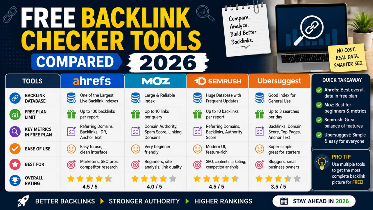 Free Backlink Checker Tools Compared 2026