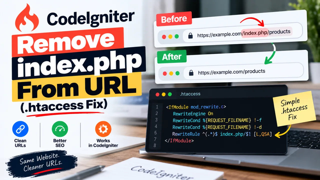 CodeIgniter: Remove index.php From URLs and Fix .htaccess 404 Errors