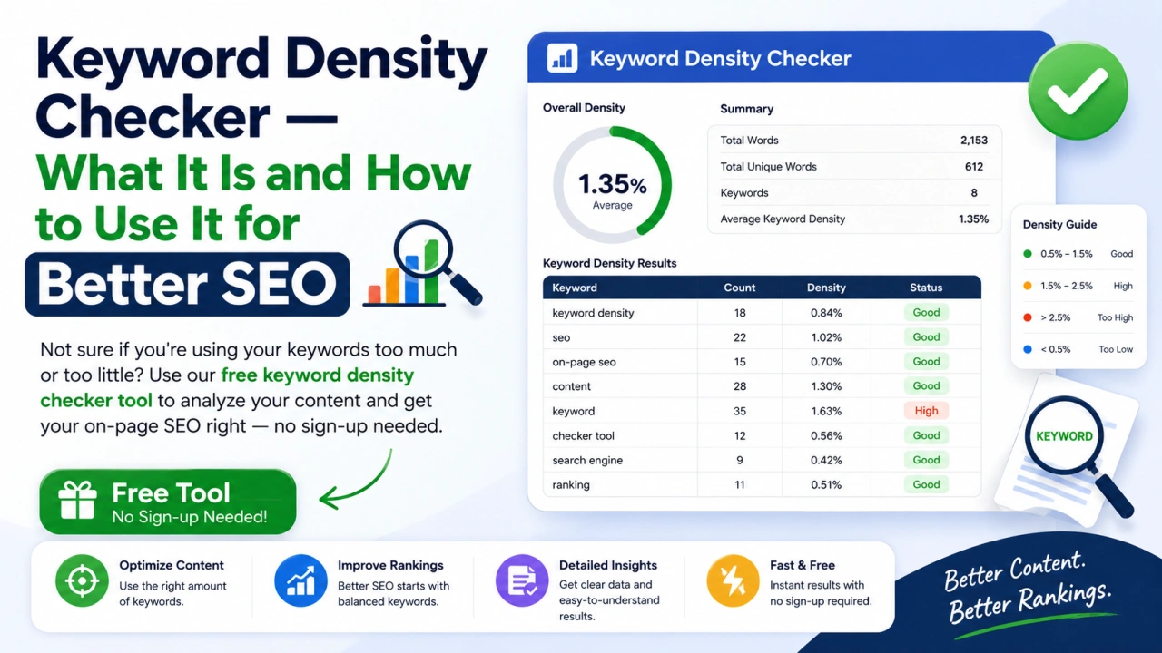 Keyword Density Checker — What It Is and How to Use It for Better SEO (Free Tool)