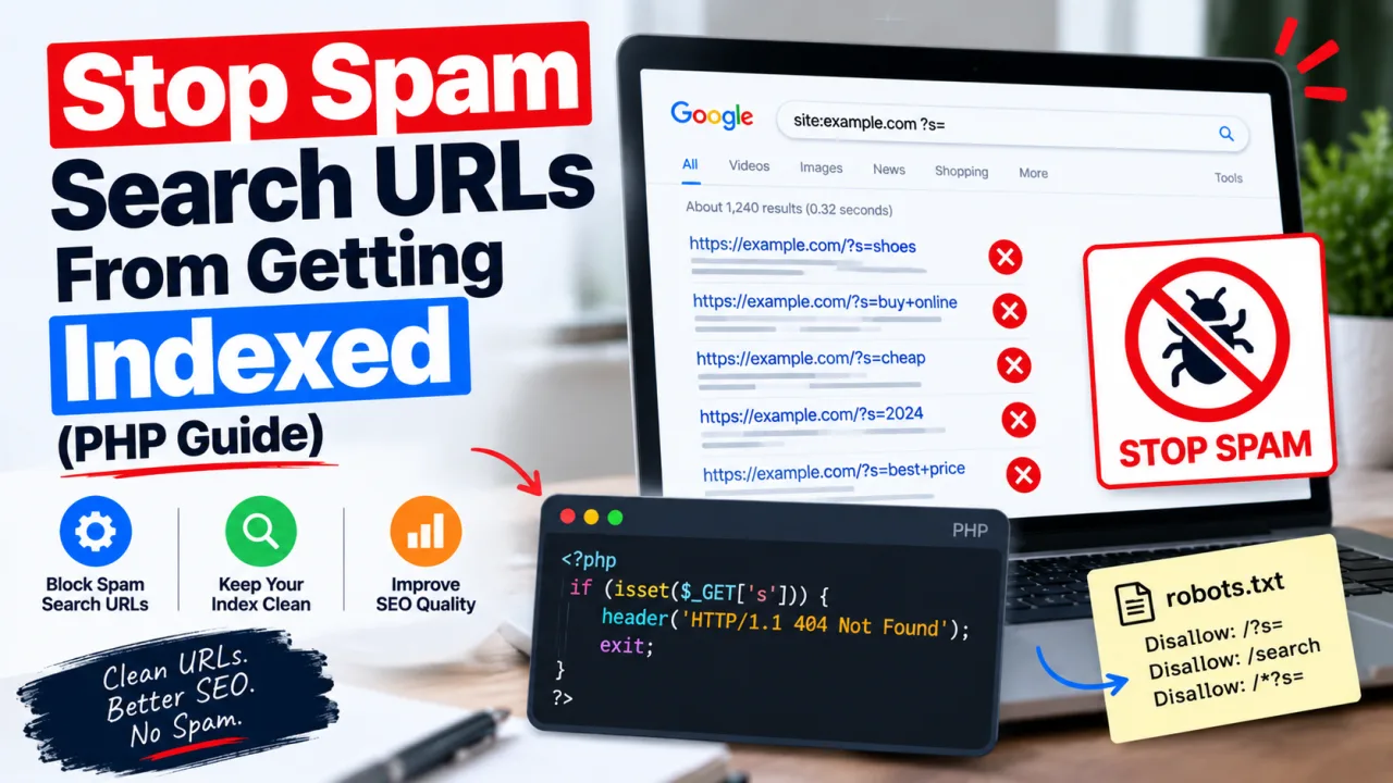 How to Stop Spam /search?q= URLs From Getting Indexed (PHP and CodeIgniter)